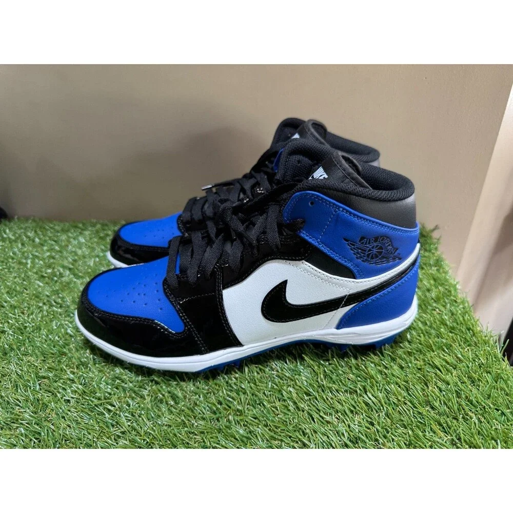 Nike Jordan 1 Mid TD Football Cleats Game Royal/Black Men's Size 9 FJ6805 401